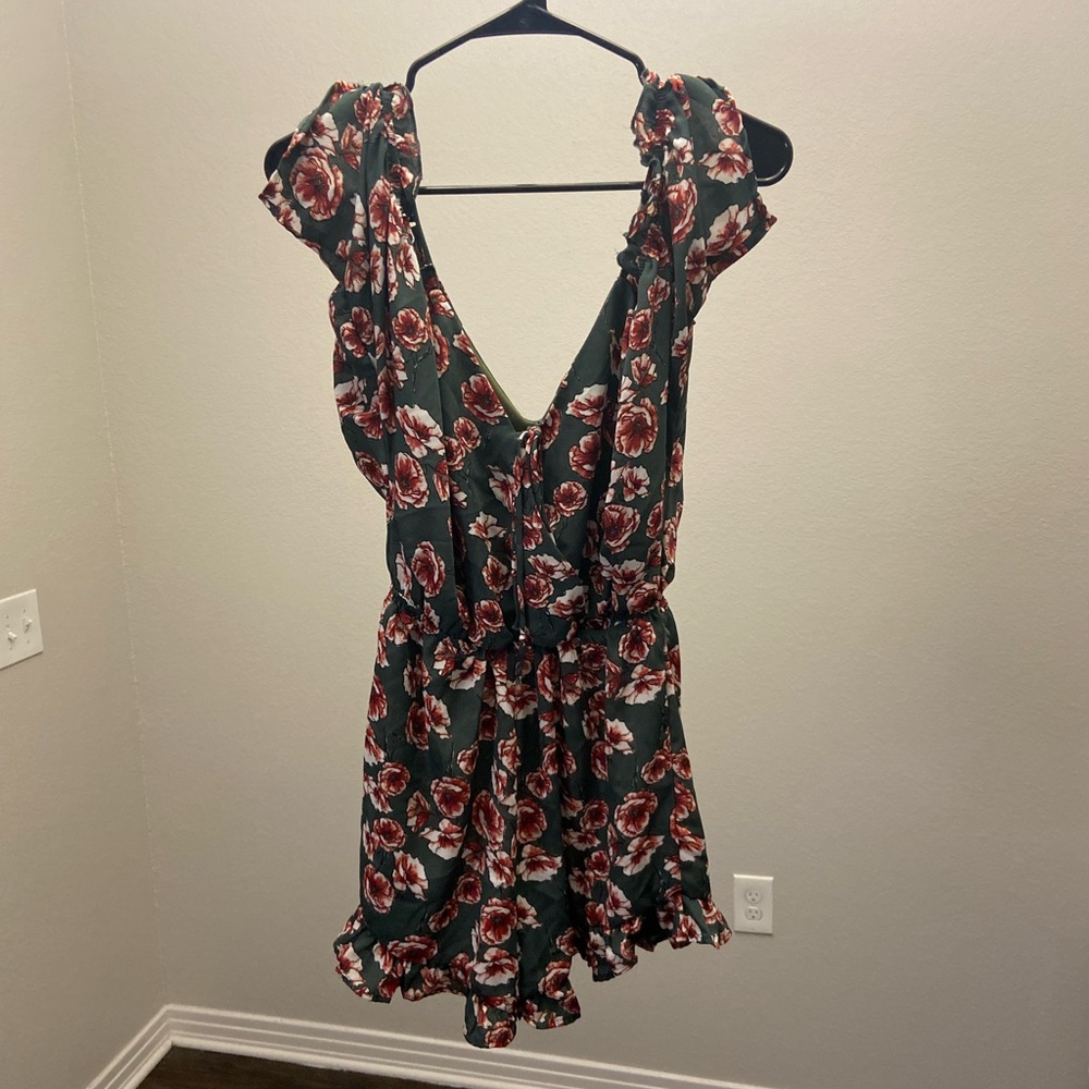 Blue Rain Floral Romper
